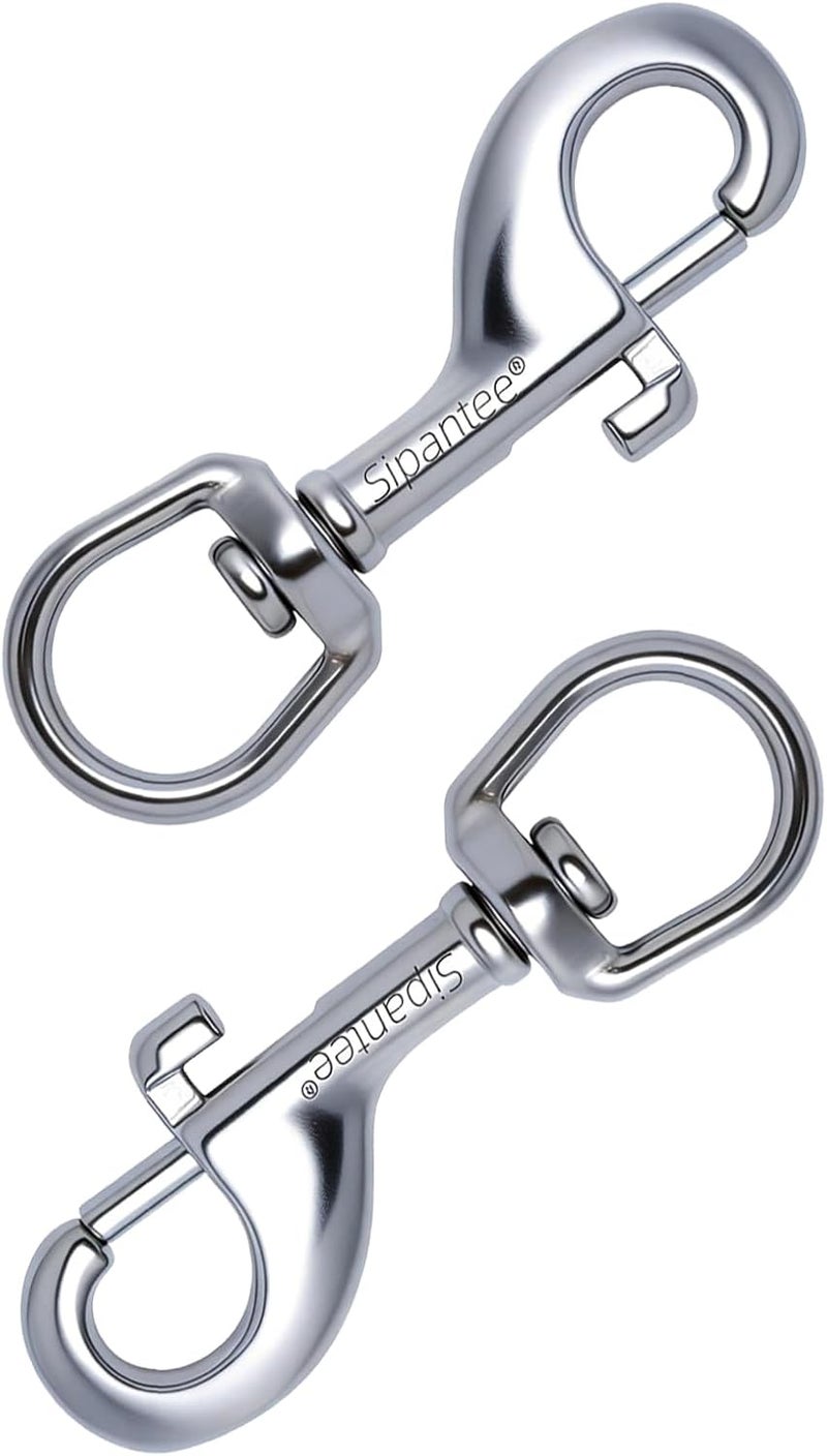 sipantee 2PCS 316 Stainless Steel Single Ended Swivel 2.7 inch Swivel Eye Snap Hook Scuba Bolt Snap Single Ended Bolt Snap for Pet Leash Scuba Diving Clips Heavy Duty Clips Dog Leash Diving Single End Snap - Image 1